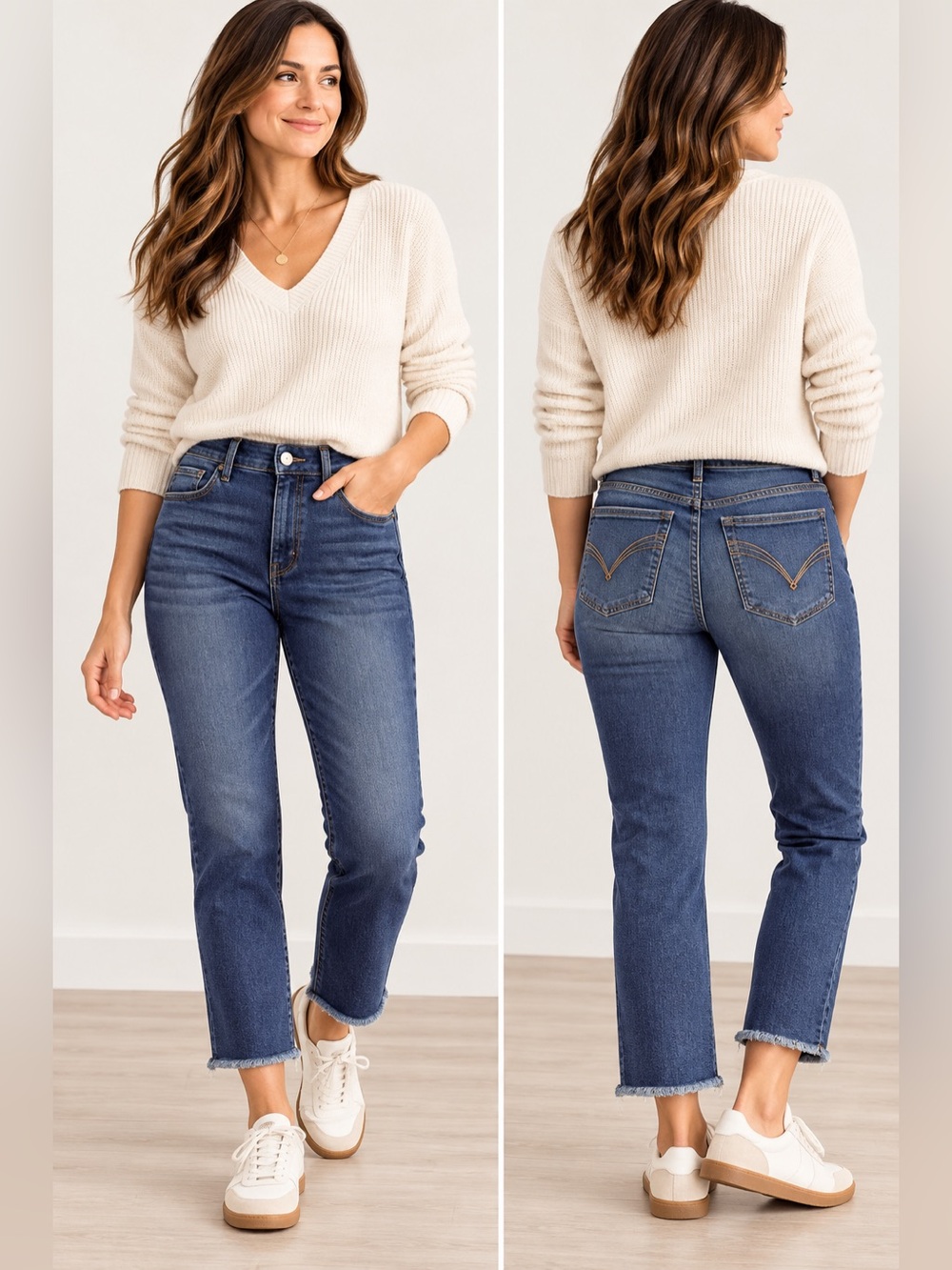 Democracy Ab Solution High Rise Slim Straight Fray Hem Jeans Size 12
